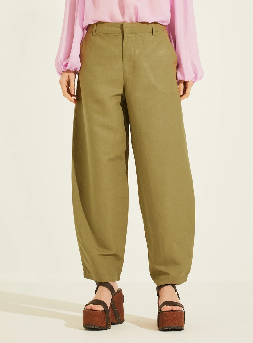 Calça Ballon Alfaiataria Feminina Verde