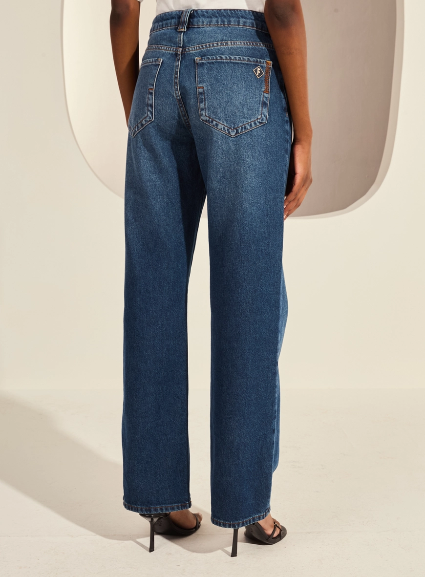Calça Jeans Wide Leg Cintura Alta - Raquel Índigo