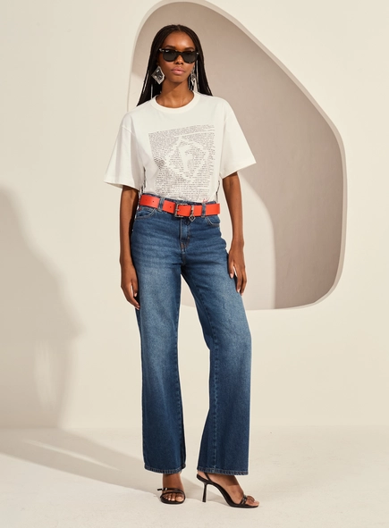 Calça Jeans Wide Leg Cintura Alta - Raquel