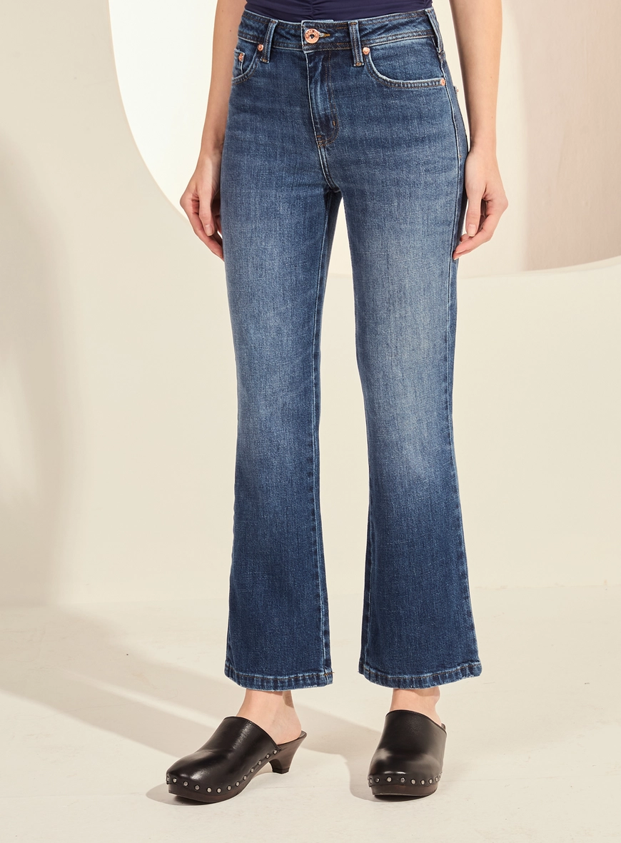 Calça Jeans Feminina Boot Cut Cropped - Marisa Índigo