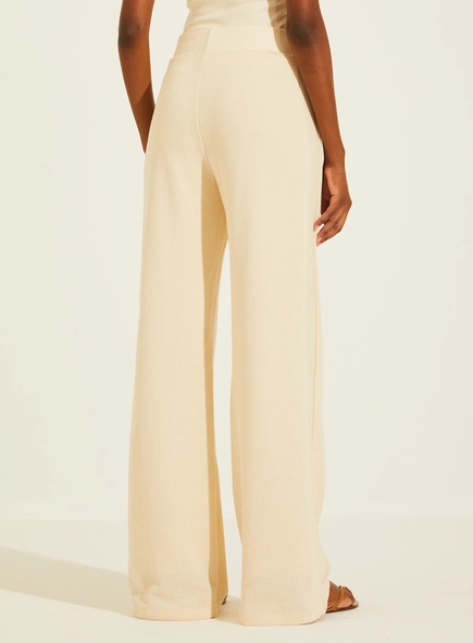 Calça Pantalona Malha Texturizada Cós Com Elástico