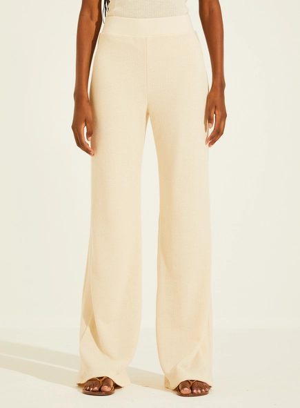 Calça Pantalona Malha Texturizada Cós Com Elástico