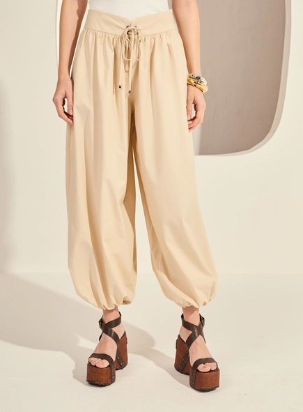 Calça Feminina Aladin Ampla Cós Com Amarração