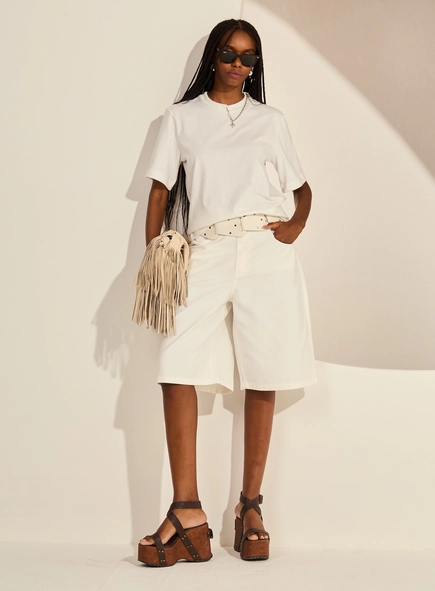 Bermuda Sarja Feminina Baggy Alongada