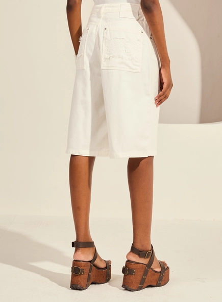 Bermuda Sarja Feminina Baggy Alongada