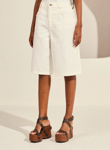 Bermuda Sarja Feminina Baggy Alongada