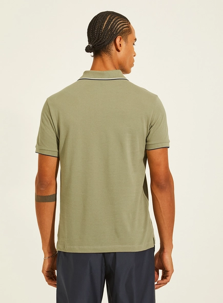 Polo Piquet Muscle Masculina Com Bordado E Frisos