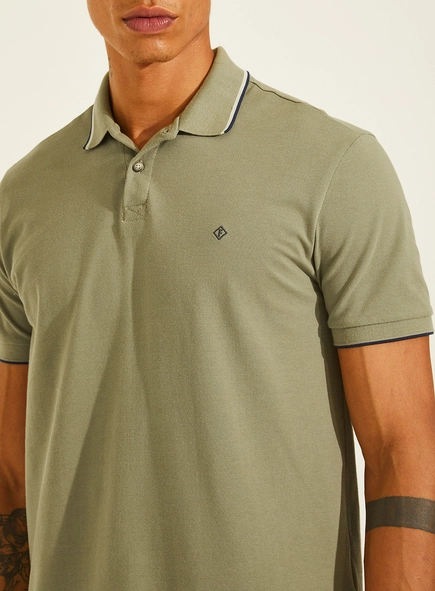 Polo Piquet Muscle Masculina Com Bordado E Frisos