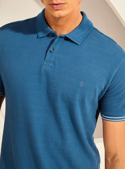 Polo Piquet Muscle Malha Texturizada Com Listras