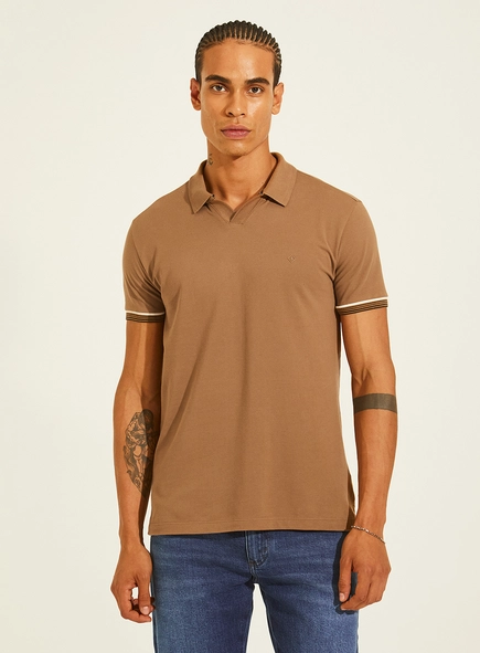 Polo Piquet Muscle Gola Cubana Jacquard