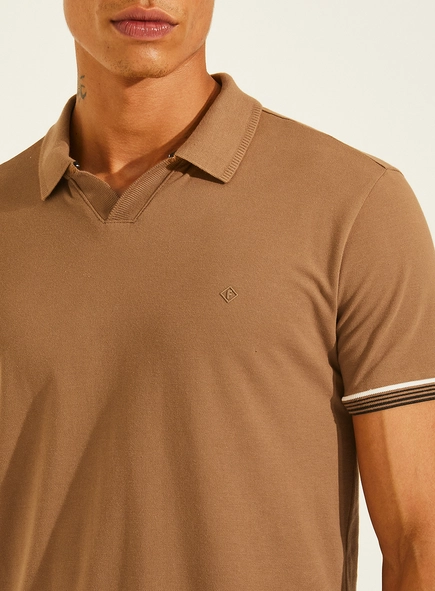 Polo Piquet Muscle Gola Cubana Jacquard