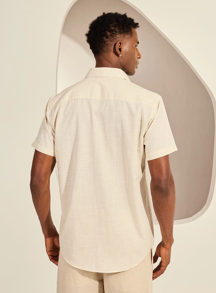 Camisa Relax Manga Curta Masculina Bege