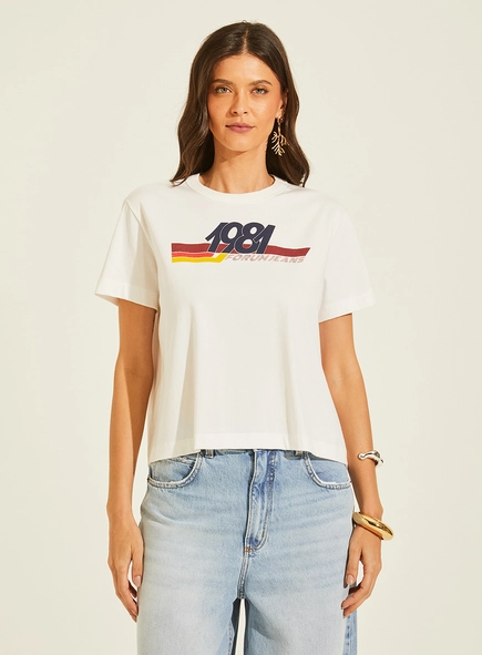 Camiseta Boxy Feminina Estampada 1981 Retrô