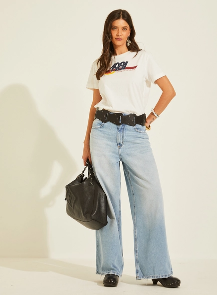 Camiseta Boxy Feminina Estampada 1981 Retrô