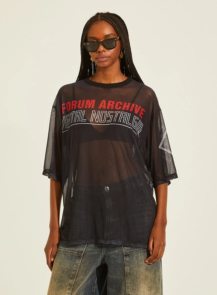 Camiseta Loose Ampla Transparência Vintage
