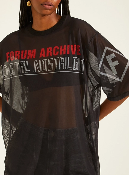 Camiseta Loose Ampla Transparência Vintage