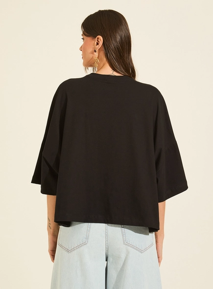 Camiseta Box New De Malha Com Mangas Oversized
