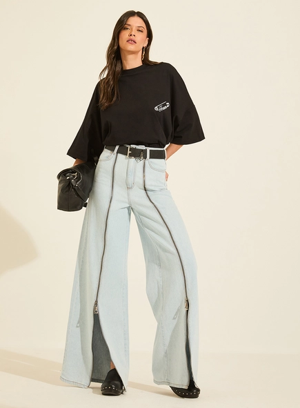 Camiseta Box New De Malha Com Mangas Oversized