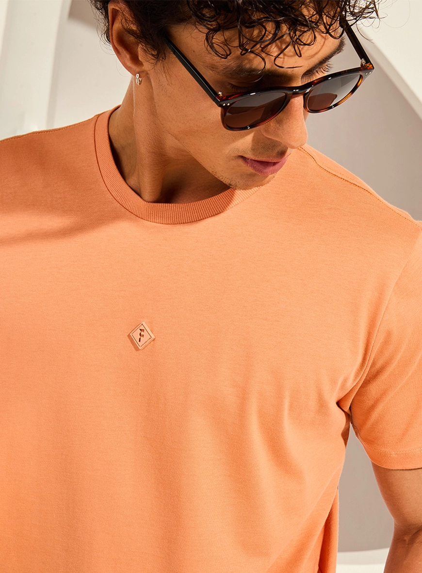 Camiseta New Slim Gola Careca Masculina Essential Laranja