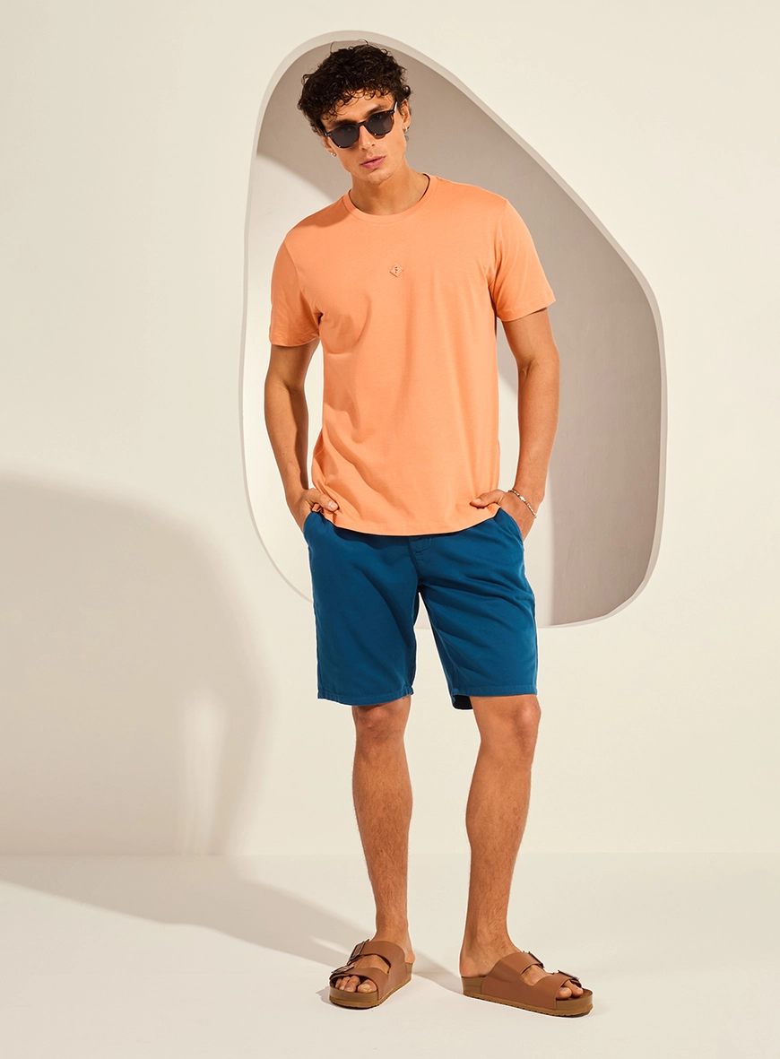 Camiseta New Slim Gola Careca Masculina Essential Laranja