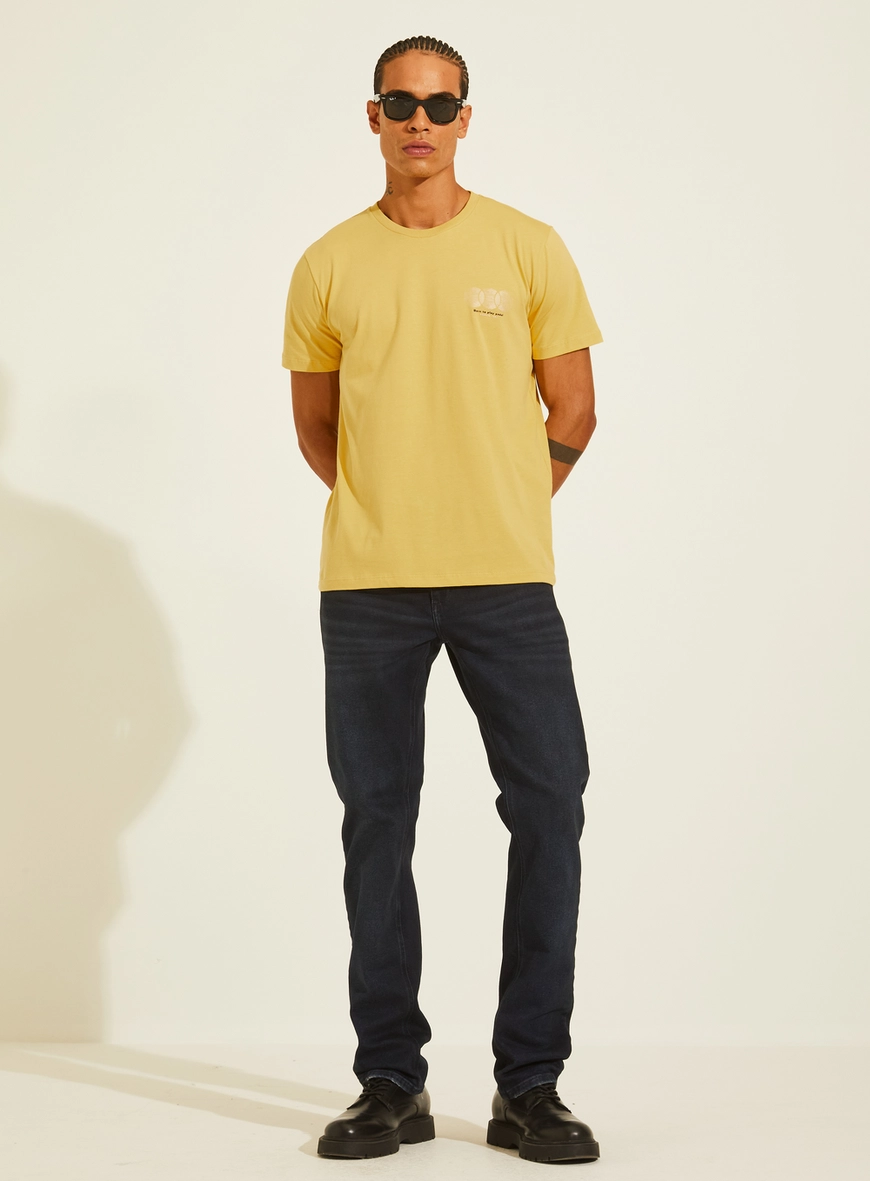 Camiseta Masculina Básica Estampada AMARELO