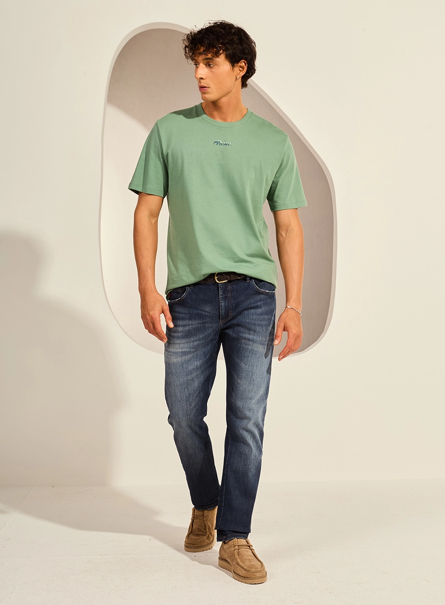 Camiseta New Box Reta Básica Com Estampa Verde