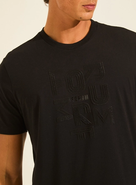 Camiseta New Slim Reta Estampa Texturizado Frontal