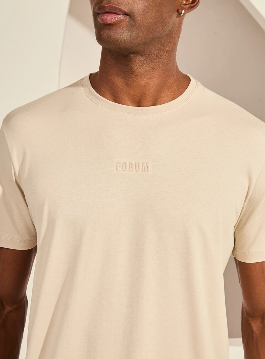 Camiseta New Slim Pima Flex Essential Bege Esquilo