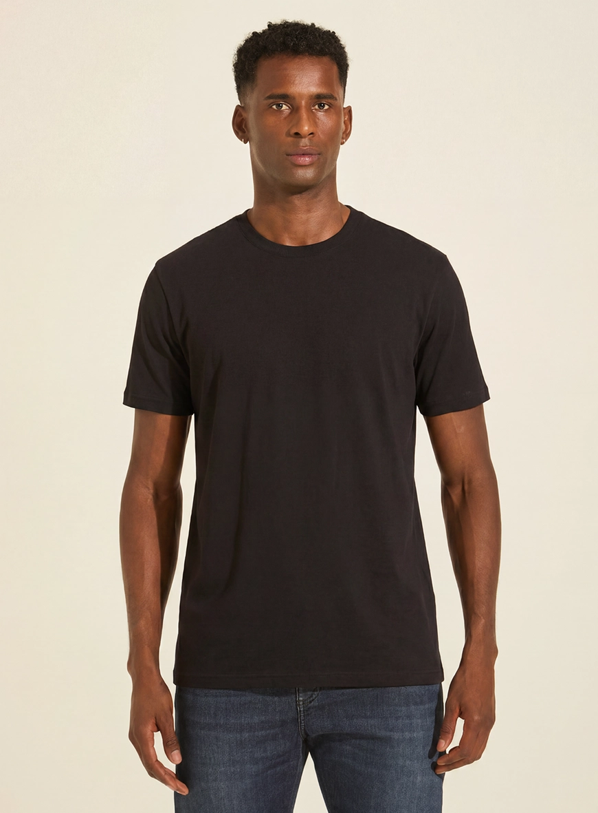 Camiseta Slim Reta Básica Masculina Preto