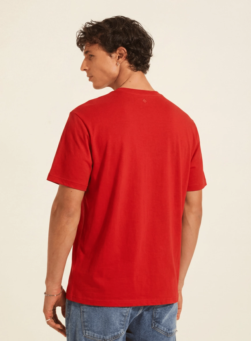 Camiseta Regular Masculina Shape Reto Com Estampa Vermelho