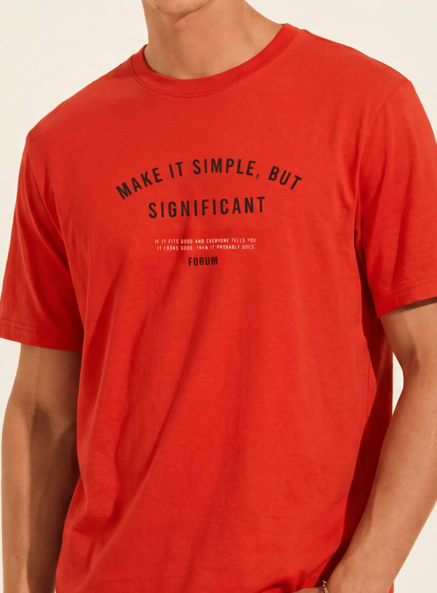 Camiseta Regular Masculina Shape Reto Com Estampa Vermelho