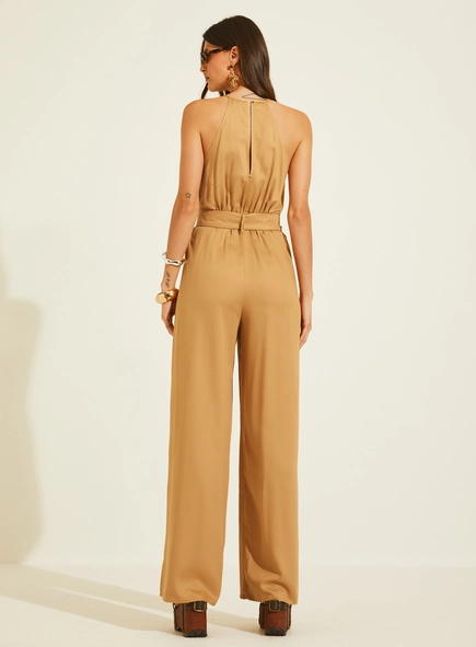 Macacão Amplo Halter Com Amarração Faixa Ajustável