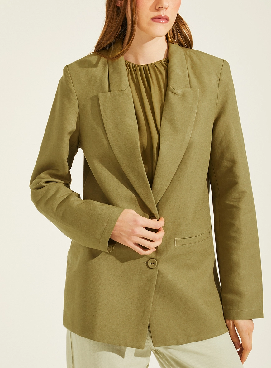 Blazer Alfaiataria Alongado Reto Feminino Verde
