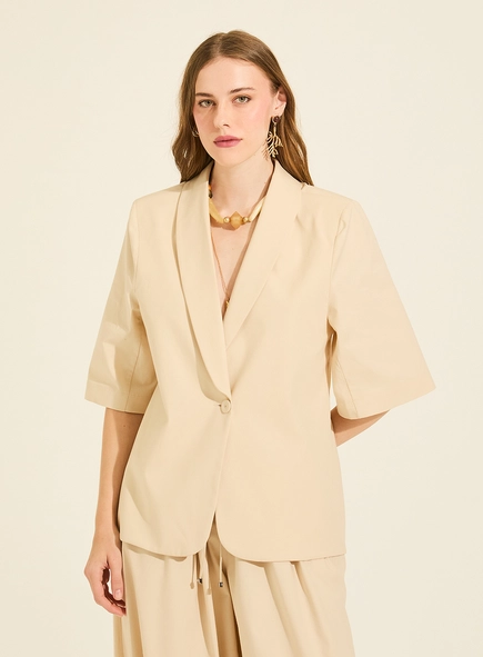 Blazer Alfaiataria Manga Curta Abotoamento Único
