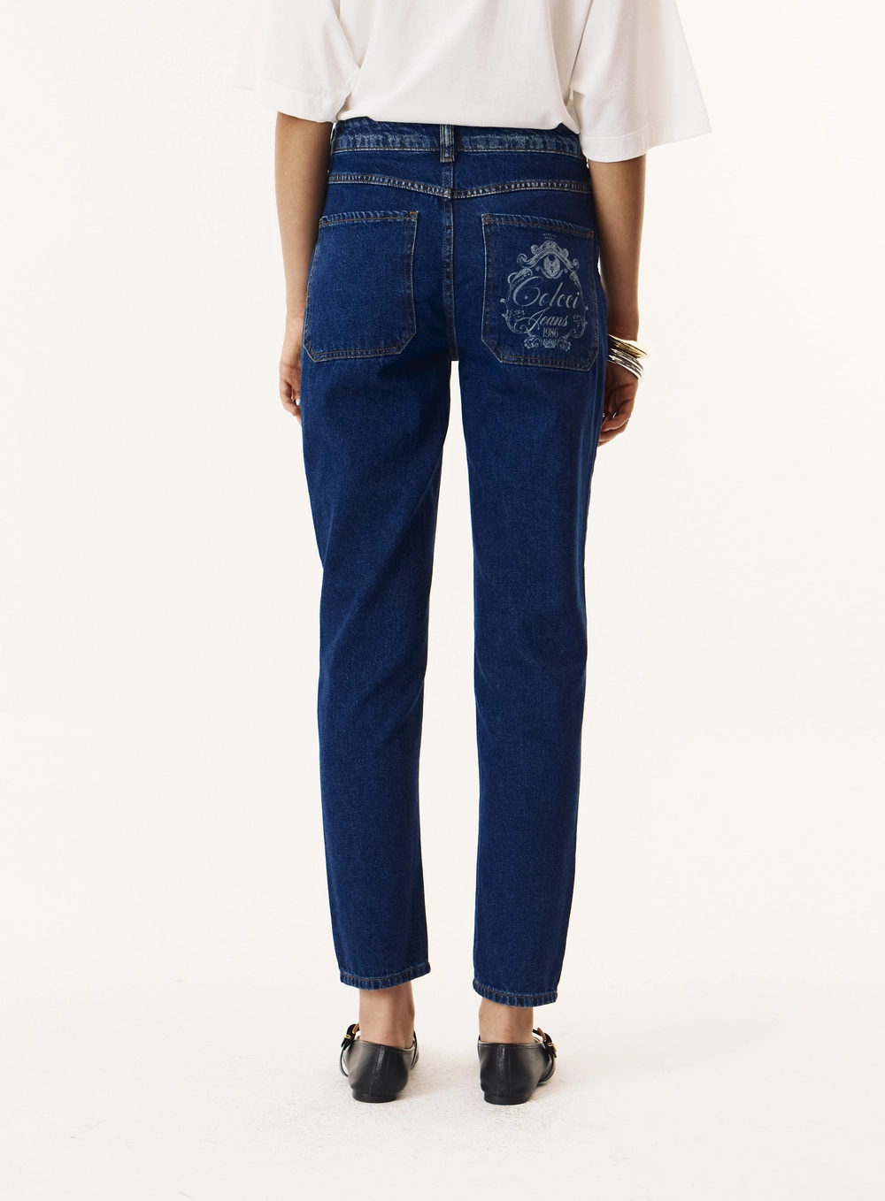Calça Jeans Mom Lavagem Escura Feminina - Madrid Índigo