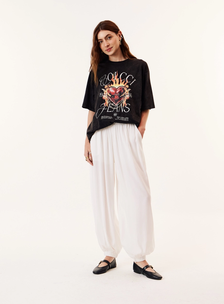Calça Ballon Cós Com Elástico Feminina