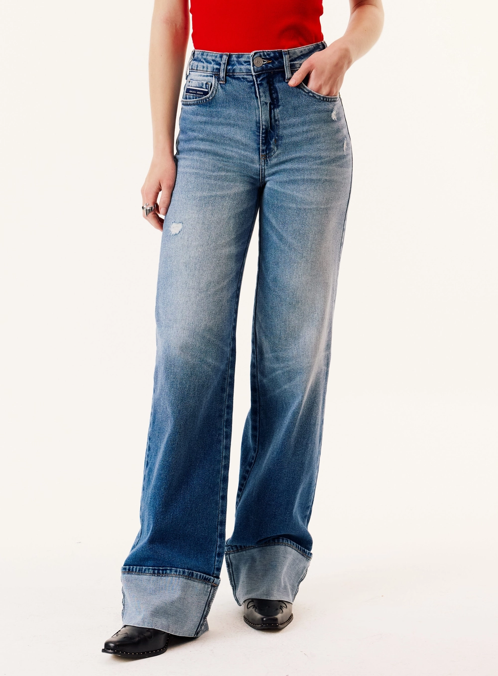 Calça Jeans Wide Leg Feminina - Berlim Stretch Índigo