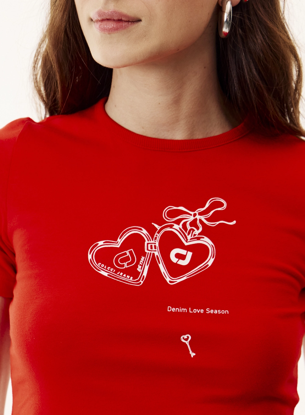 Camiseta Slim Fit Ajustada Estampada Feminina Vermelho