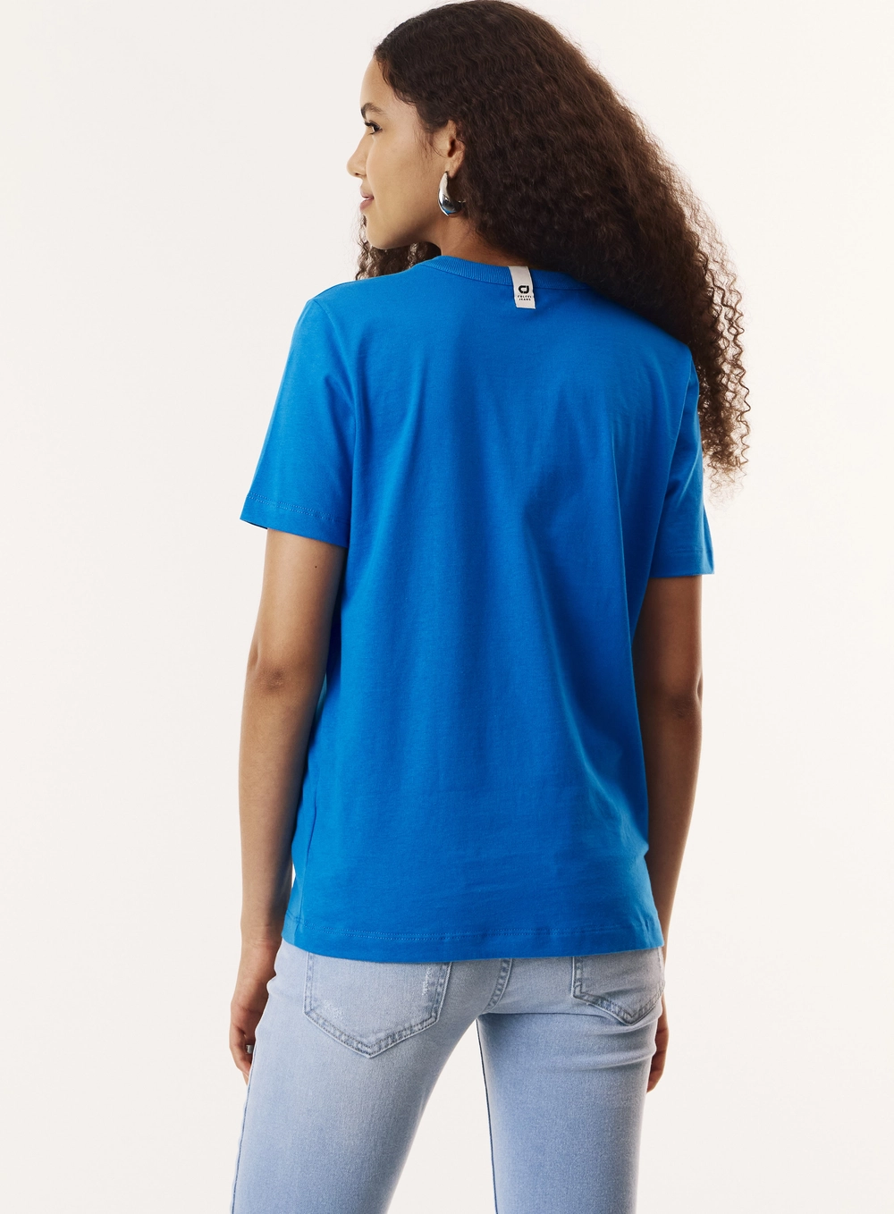 Camiseta Regular Fit Reta Com Estampa Feminina Azul