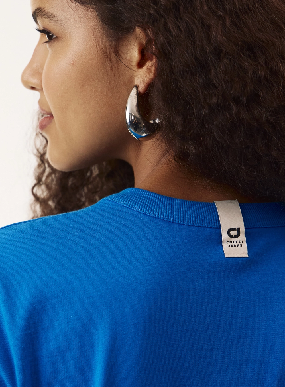 Camiseta Regular Fit Reta Com Estampa Feminina Azul