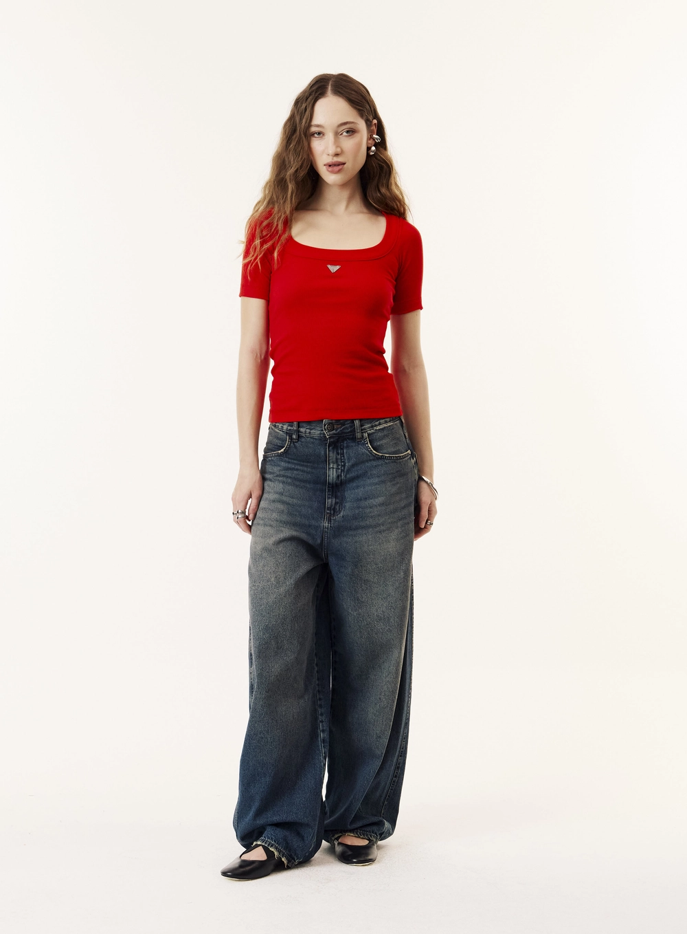 Blusa Slim Fit Com Decote Quadrado Feminina Vermelho