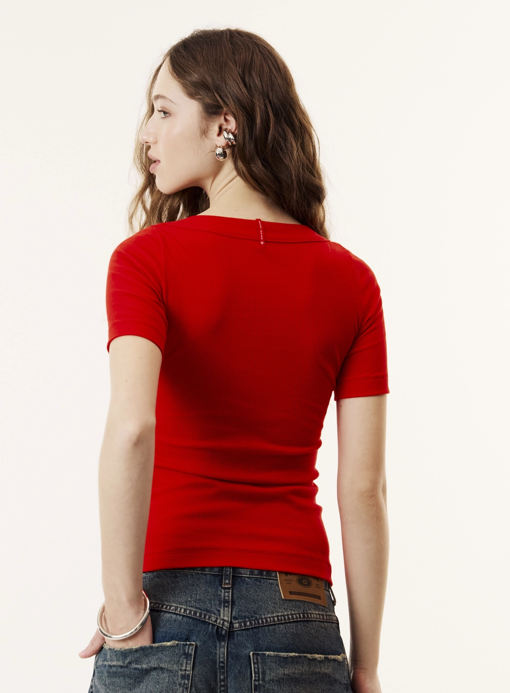 Blusa Slim Fit Com Decote Quadrado Feminina Vermelho