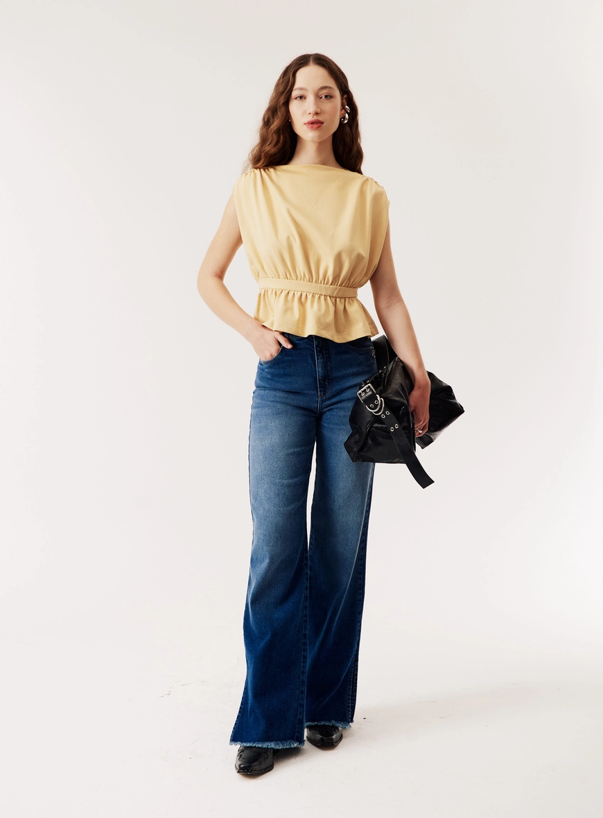 Blusa Peplum Fluida Com Detalhe Franzido Feminina
