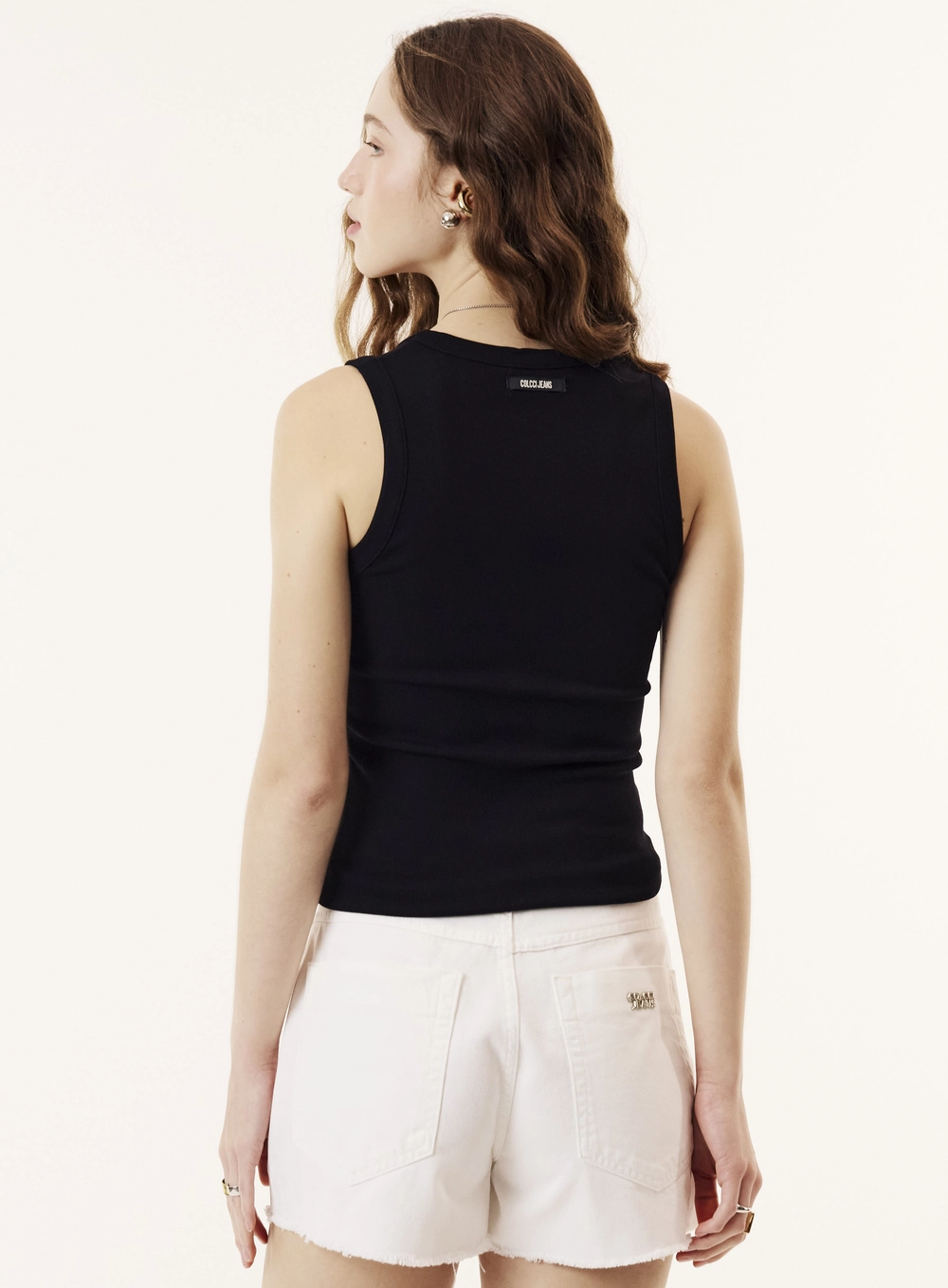 Regata Slim Fit Canelada Feminina Preto