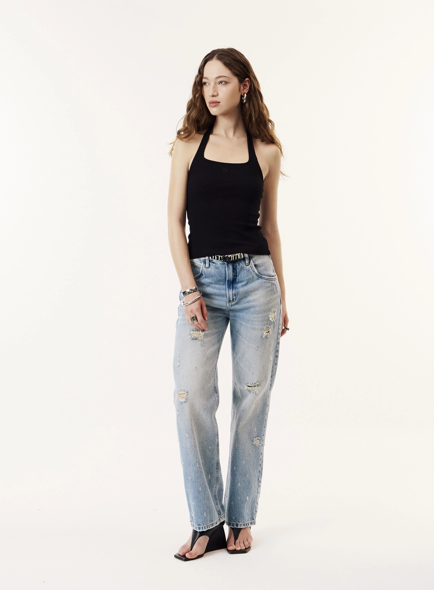 Regata Slim Fit Halter Neck Costas Nuas Feminina