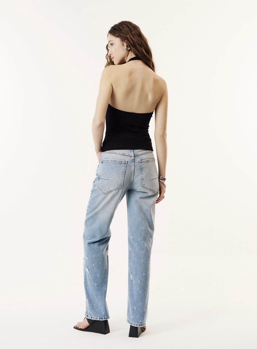 Regata Slim Fit Halter Neck Costas Nuas Feminina Preto