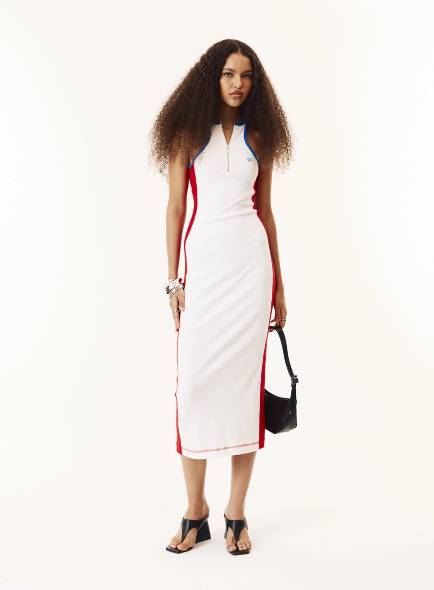 Vestido Midi Tubinho Canelado Detalhe Nas Costas