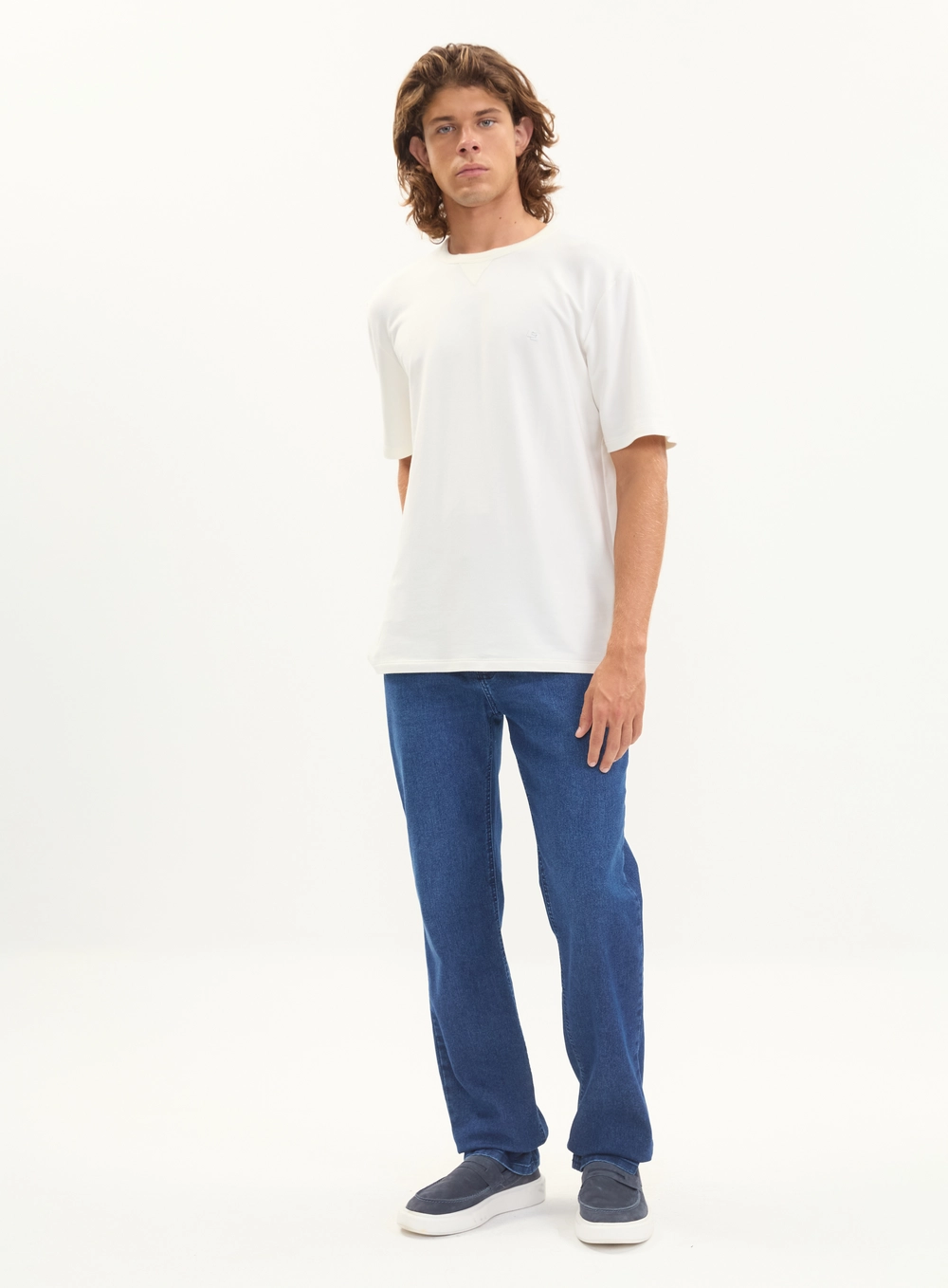 Calça Jeans Comfort Reta Denim Médio Masculina Índigo