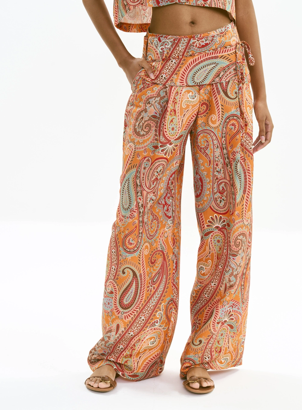 Calça Wide Alfaiataria Estampada - Emma Estampados