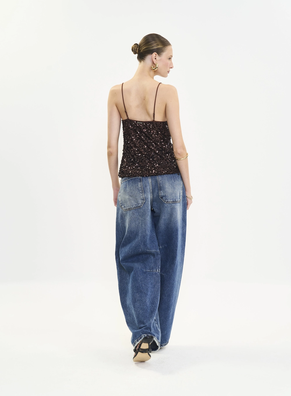 Calça Jeans Feminina Barril Cós Com Transpasse Índigo